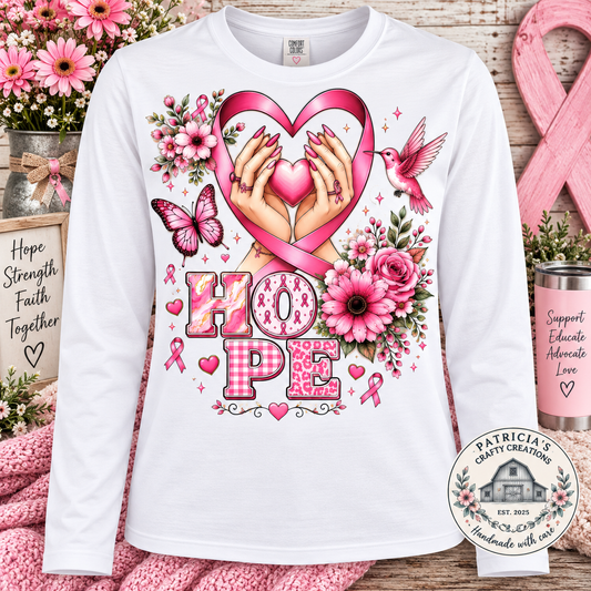 Hope w/Pink Heart Long Sleeve T-shirt