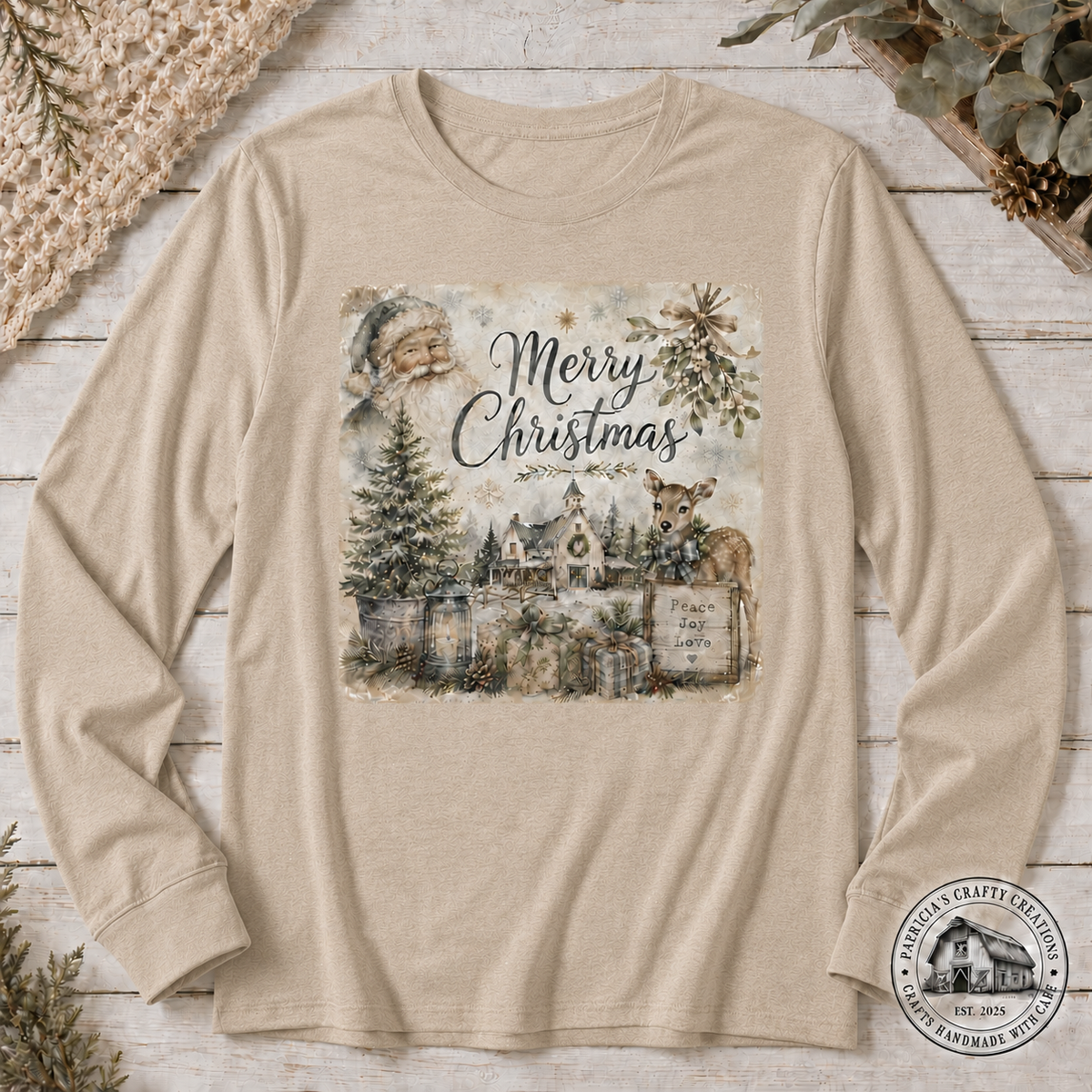 Peace Joy Love Vintage Christmas Long Sleeve T-shirt