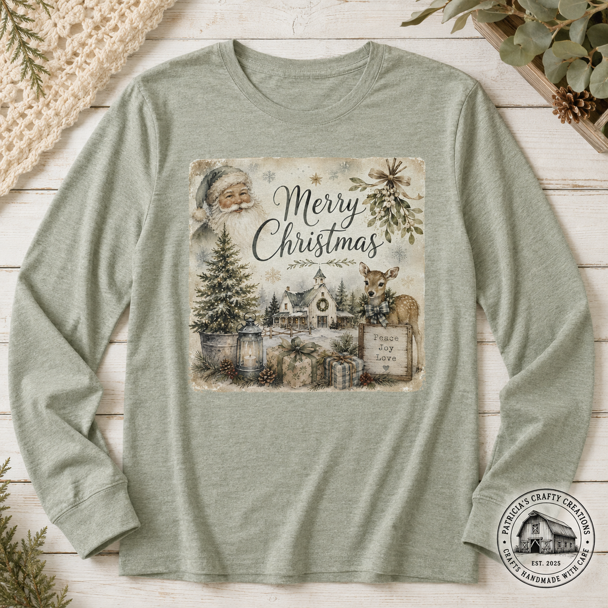 Peace Joy Love Vintage Christmas Long Sleeve T-shirt