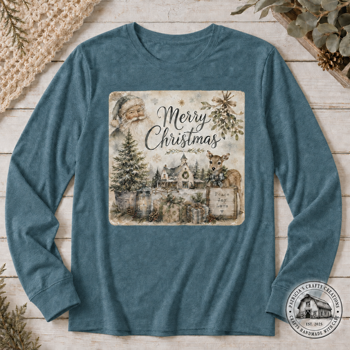 Peace Joy Love Vintage Christmas Long Sleeve T-shirt